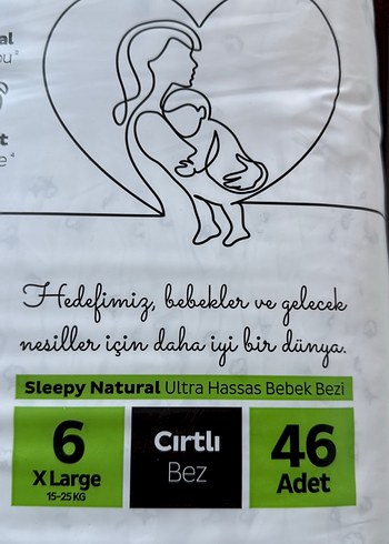 Sleepy Sleepy Natural X Large 46'lı Organik Bebek Bezi
