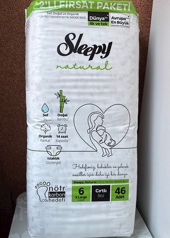 Sleepy Natural X Large 46'lı Organik Bebek Bezi