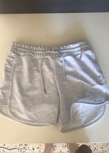 Gri Pamuklu Mini Spor Şort