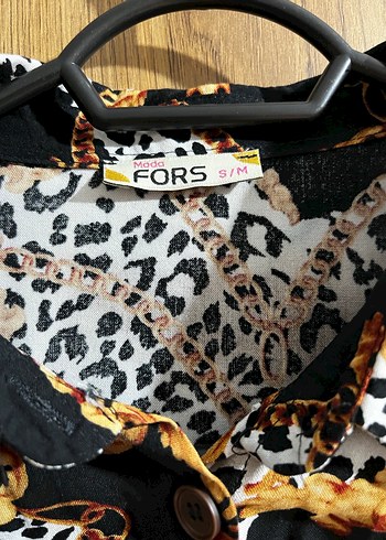 Çiçek ve leopar desenli bol kesim uzun kollu gömlek - Görsel 2