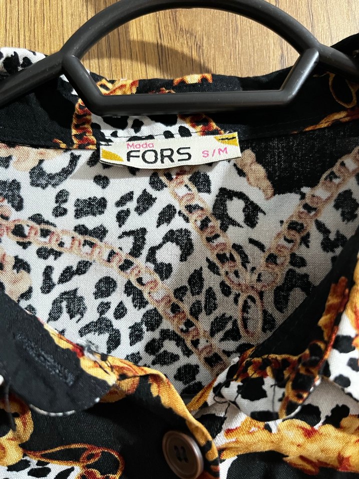 Çiçek ve leopar desenli bol kesim uzun kollu gömlek - Görsel 2