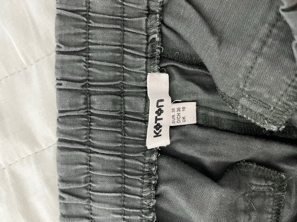 Gri Keten Midi Salaş Kadın Pantolon - Görsel 2