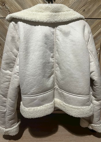 Beyaz Kürklü Kısa Kadın Ceket - Görsel 2