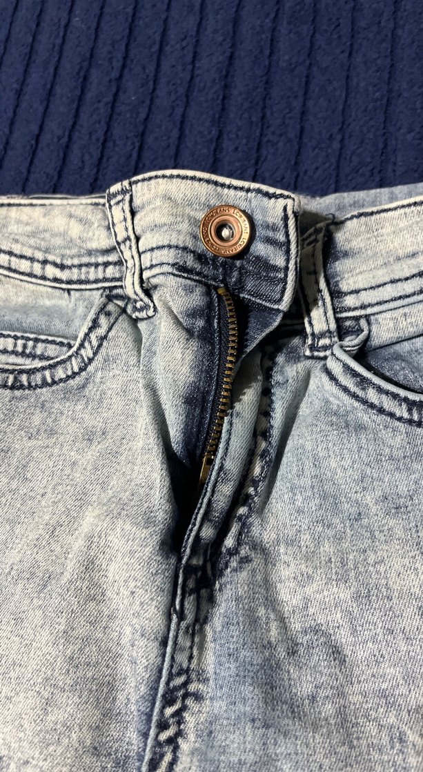 Düğmeli Gri Mavi Kadın Midi Kot Şort - Görsel 2