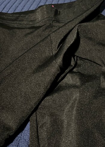 Kadın Siyah Elastik Midi Tayt - Görsel 3