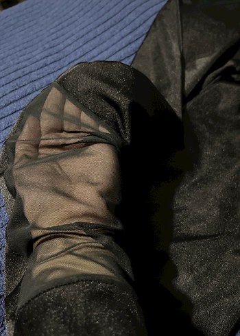 Kadın Siyah Elastik Midi Tayt - Görsel 2