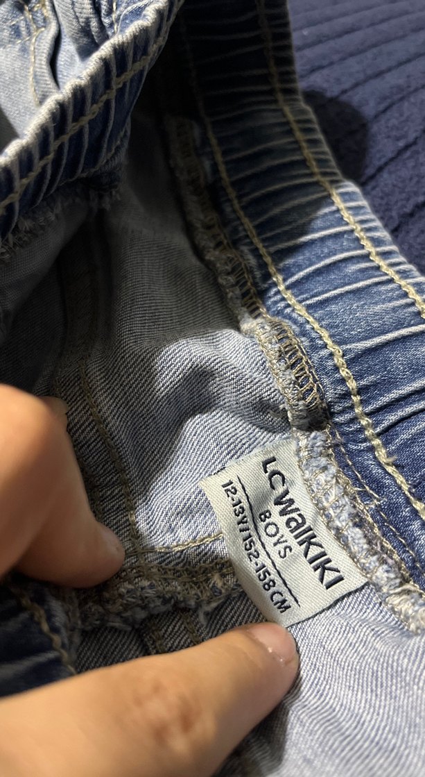 Çocuk Mavi Bol Kesim Denim Pantolon - Görsel 3