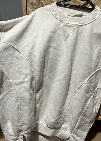 Beyaz Kadın Oversize Sweatshirt - Görsel 3