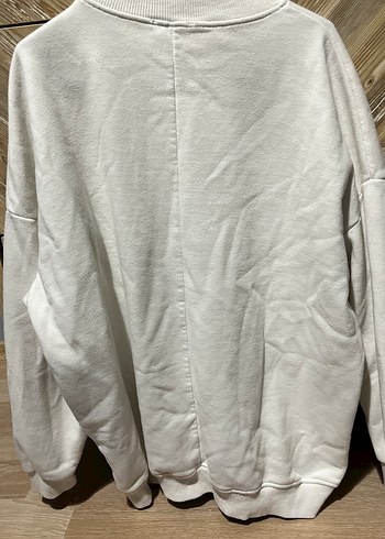 Beyaz Kadın Oversize Sweatshirt - Görsel 5