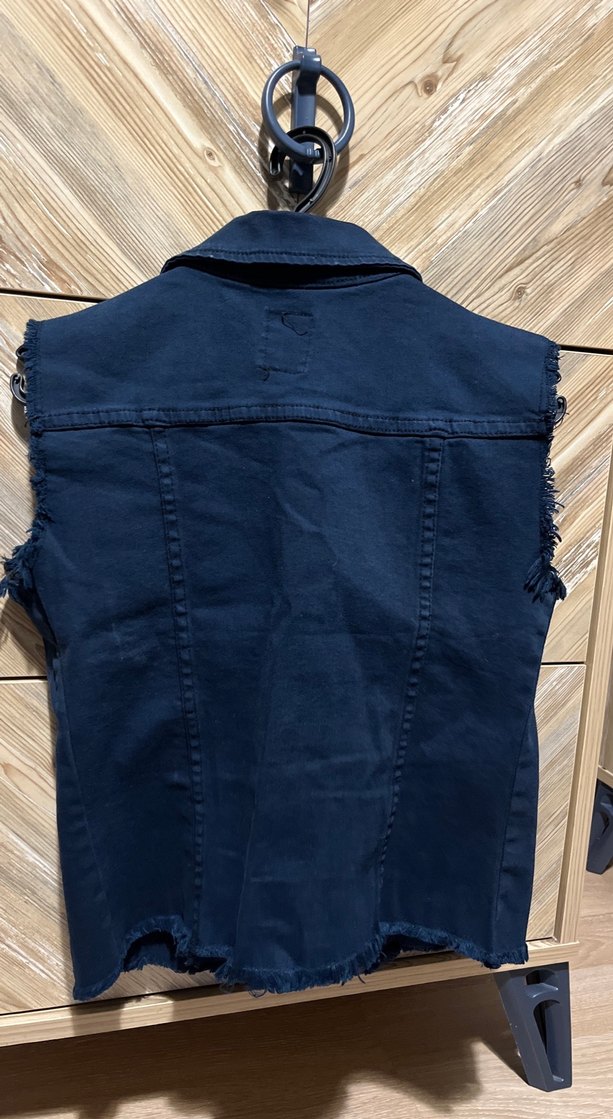 Kadın Lacivert Kolsuz Denim Ceket - Görsel 4