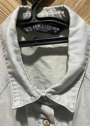 Buz Mavi Denim Düğmeli Kolsuz Gömlek - Görsel 3