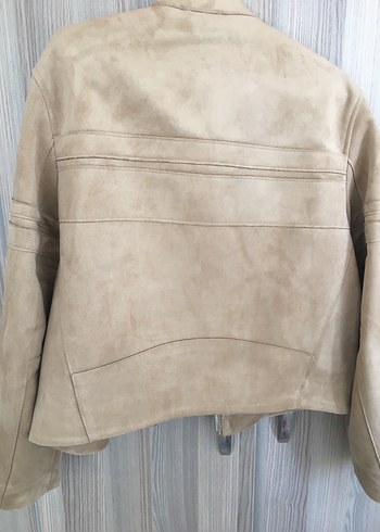 Bershka Bej Süet Biker Ceket Berskha