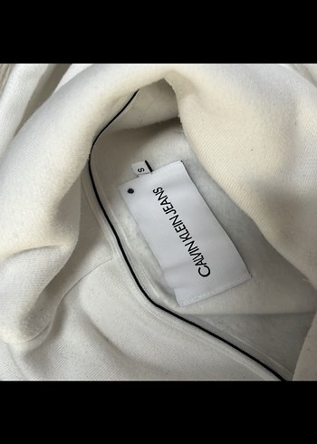 Calvin Klein Jeans Beyaz Kapüşonlu Sweatshirt - Görsel 5