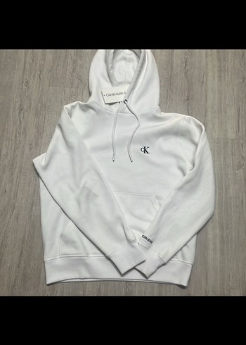 Calvin Klein Jeans Beyaz Kapüşonlu Sweatshirt - Görsel 2
