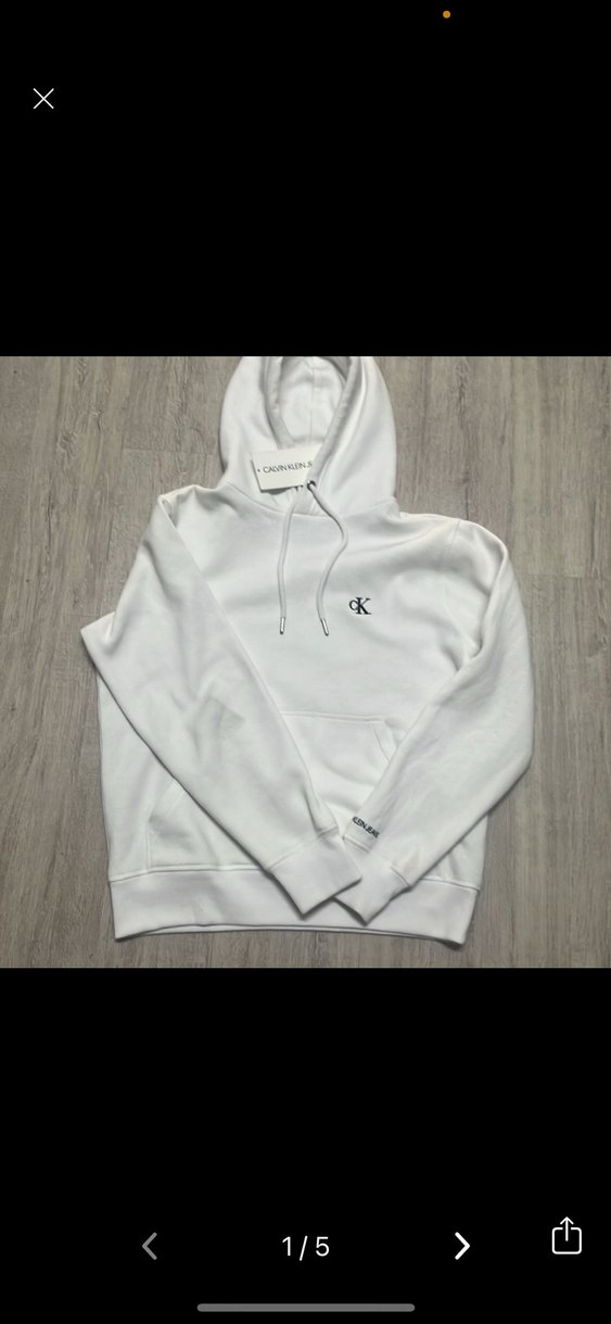 Calvin Klein Jeans Beyaz Kapüşonlu Sweatshirt - Görsel 2