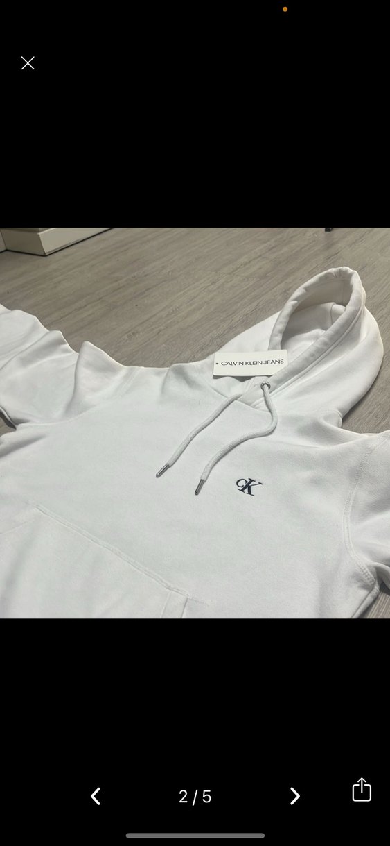 Calvin Klein Jeans Beyaz Kapüşonlu Sweatshirt - Görsel 3