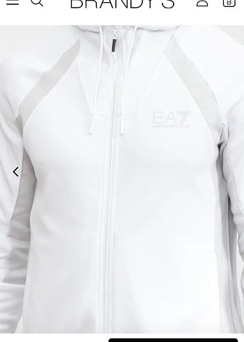 EA7 Beyaz Fermuarlı Kapüşonlu Erkek Sweatshirt