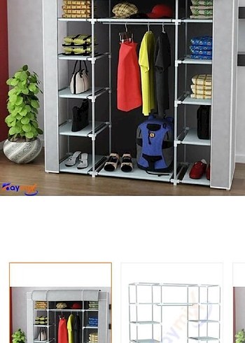 Gri Çok Raflı bez Gardırop