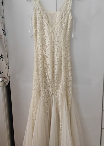 Dantelli Beyaz Balık abiye - Görsel 2