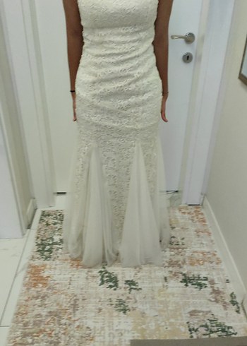 Dantelli Beyaz Balık abiye - Görsel 3