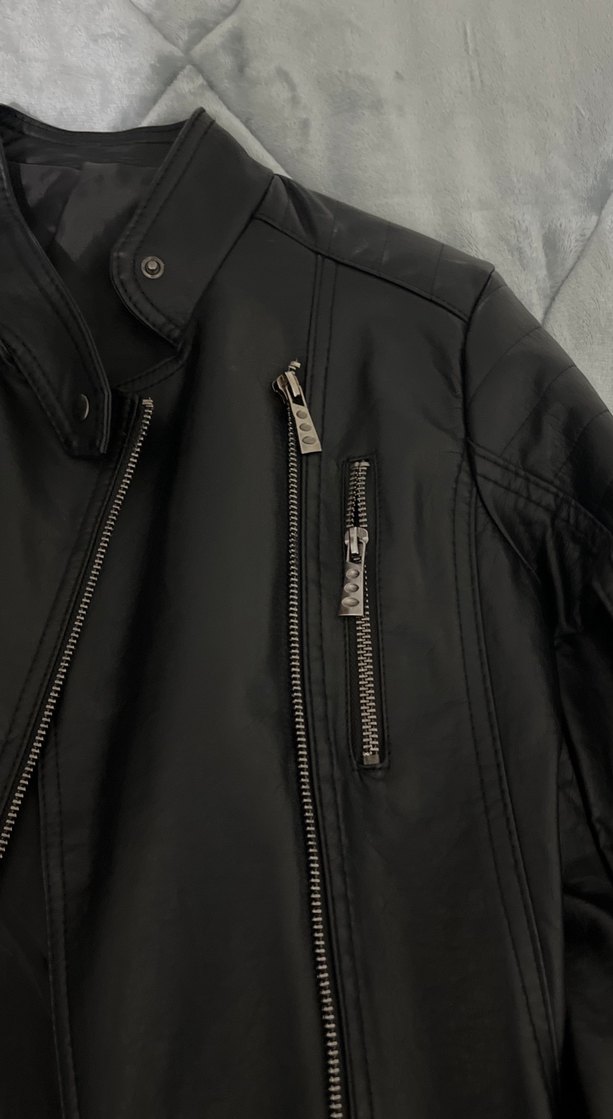 Deri Siyah Biker Ceket Kadın - Görsel 2