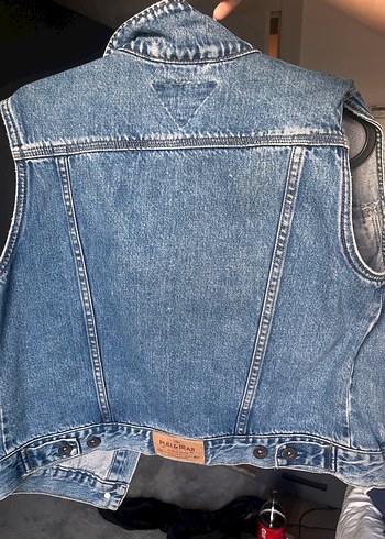 Pull & Bear Düğmeli Mavi Kolsuz Kadın Kot Yelek - Görsel 3