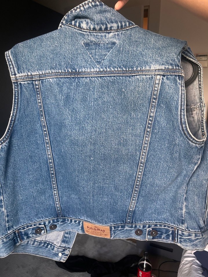 Pull & Bear Düğmeli Mavi Kolsuz Kadın Kot Yelek - Görsel 3