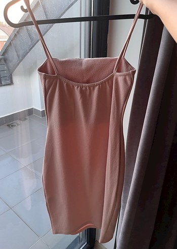 Bej Strappy Midi Kalem Elbise - Görsel 2