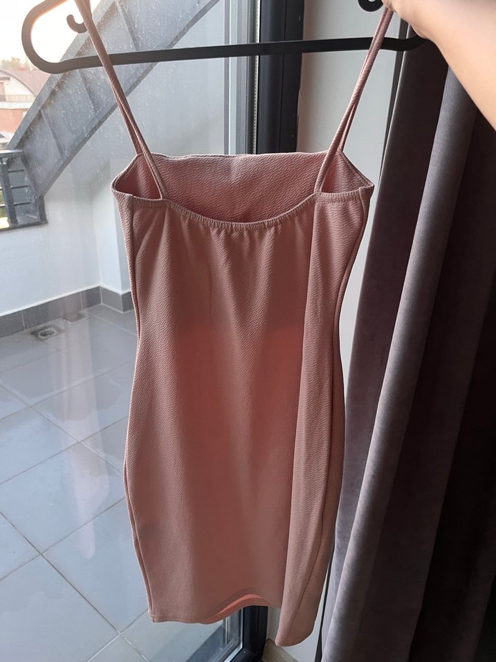 Bej Strappy Midi Kalem Elbise - Görsel 2