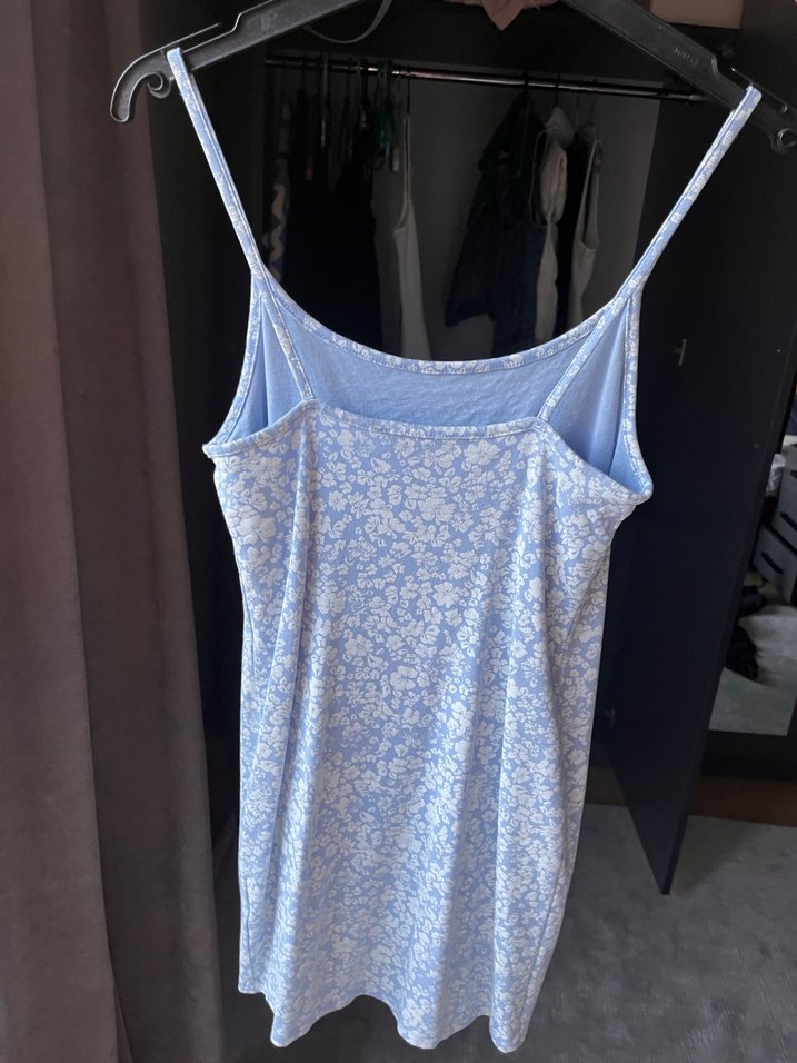 Mavi Dantel Detaylı İnce Askılı Elbise - Görsel 2