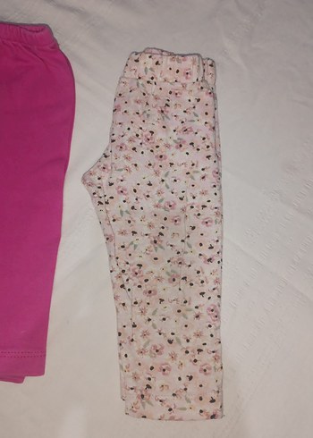 Kız Çocuk Pembe ve Desenli Tayt Seti - Görsel 2