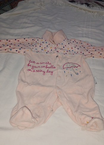 Nakışlı Pembe Örgü Kız Bebek Tulum - Görsel 2