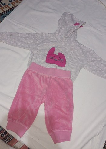 Gri Baskılı Uzun Kollu Bebek Kız Takımı - Görsel 3