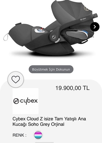 0 - 13 kg Beden Cybex Cloud Z tam yatışlı ana kucağı
