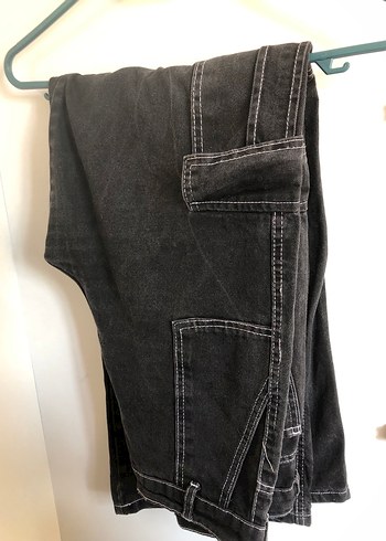 m Beden siyah Renk Siyah Bol Kesim Midi Denim Pantolon