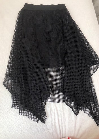 Siyah Uzun Drapeli Gotik Etek