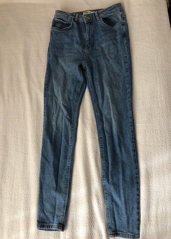 m Beden Mavi Kadın Denim Midi Boy Dar Kesim Jean