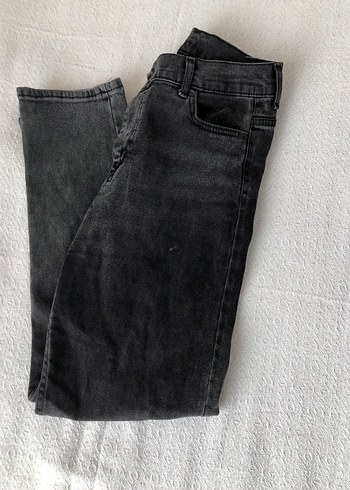Gri Bol Kesim Midi Denim Kadın Jean