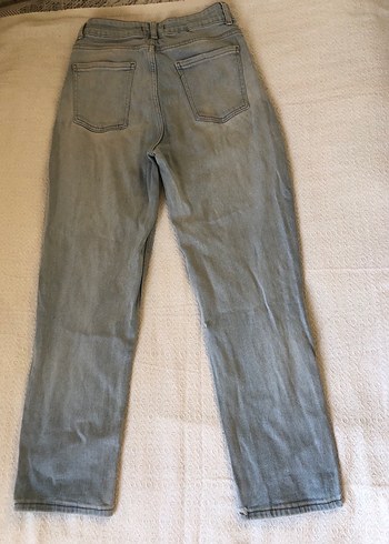 m Beden Gri Loose Fit Midi Kadın Denim Jean