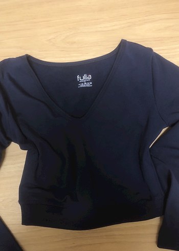 Kadın Lacivert V Yakalı Crop Top - Görsel 2