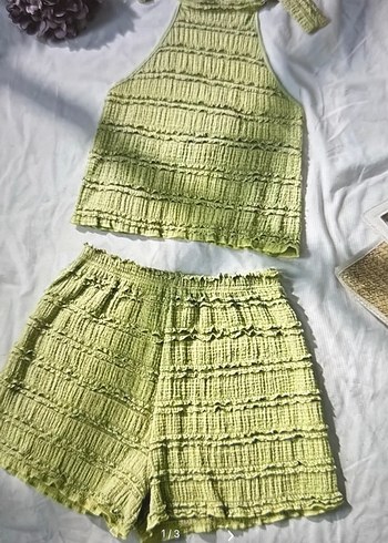 Yeşil Örgü Mini Bohem Takım