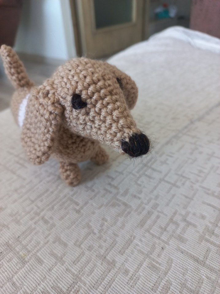 Bej Örgü Köpek Peluş Oyuncak - Görsel 3