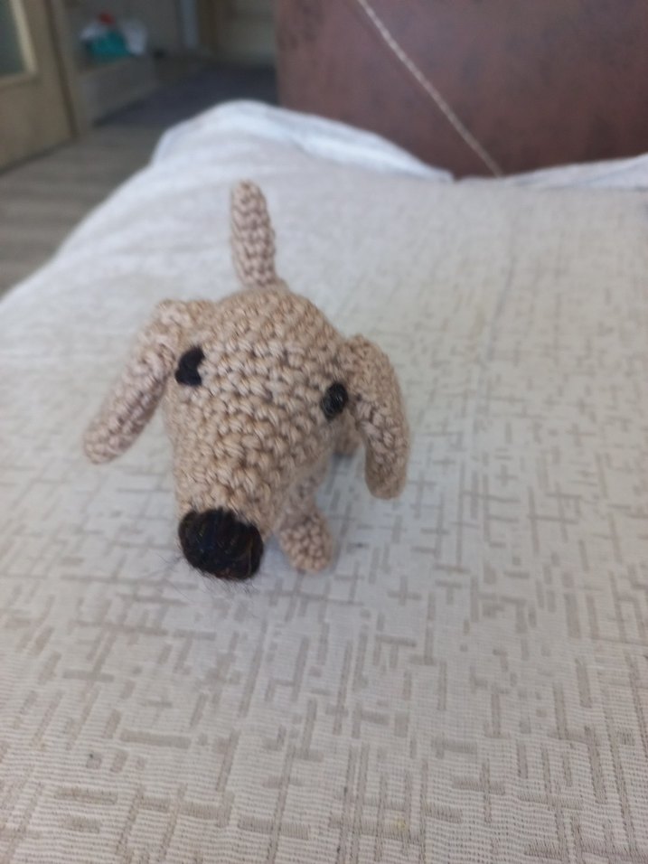 Bej Örgü Köpek Peluş Oyuncak - Görsel 4