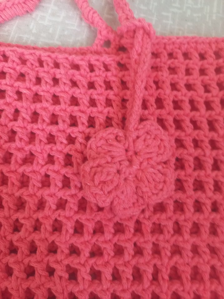 Pembe Örgü Dantel Detaylı Bohem Kadın Çanta - Görsel 2