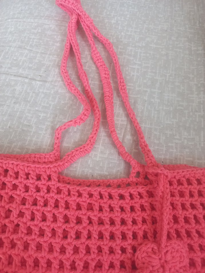 Pembe Örgü Dantel Detaylı Bohem Kadın Çanta - Görsel 4