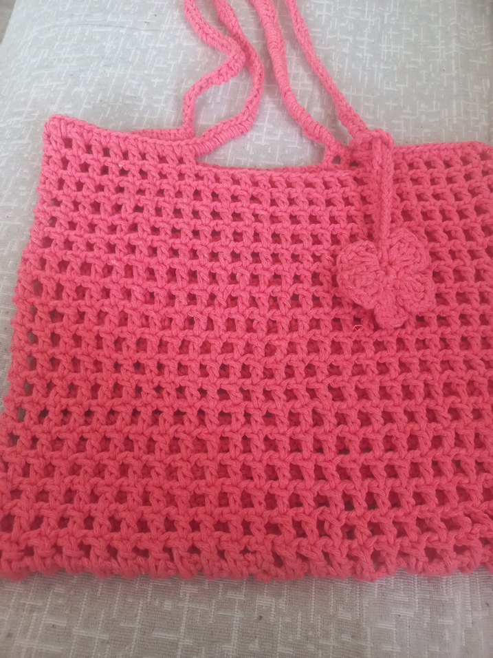 Pembe Örgü Dantel Detaylı Bohem Kadın Çanta - Görsel 3