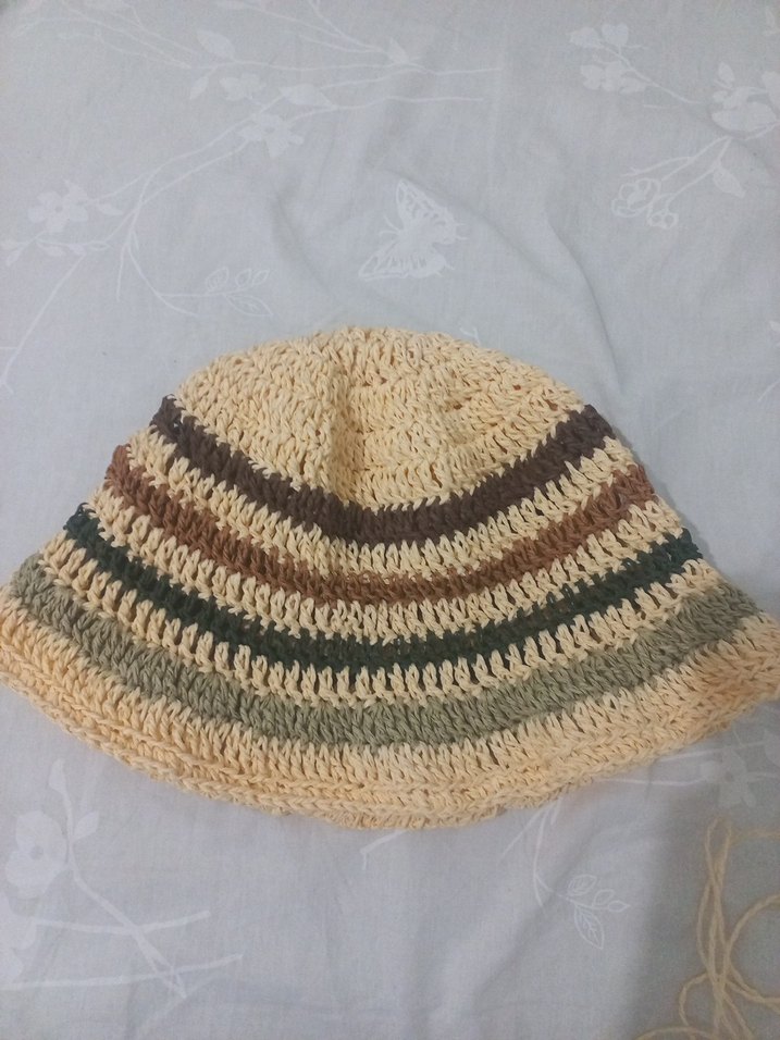 açık sarı Bohem Örgü Kadın Şapka - Görsel 2