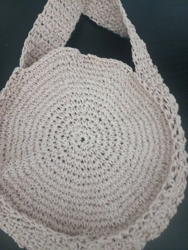 açık pembe kağıt ip yuvarlak çanta - Görsel 3