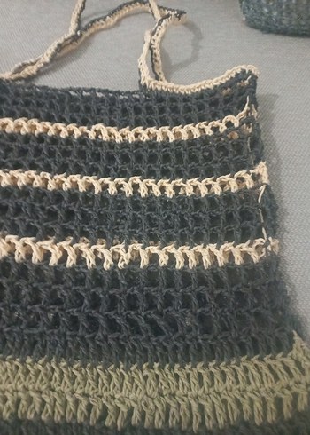 Gri Bohem Örgü Kadın plaj büyük boy - Görsel 2