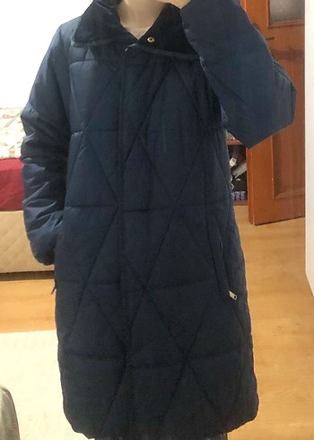 36 Beden Koyu Mavi Kadın Kaban